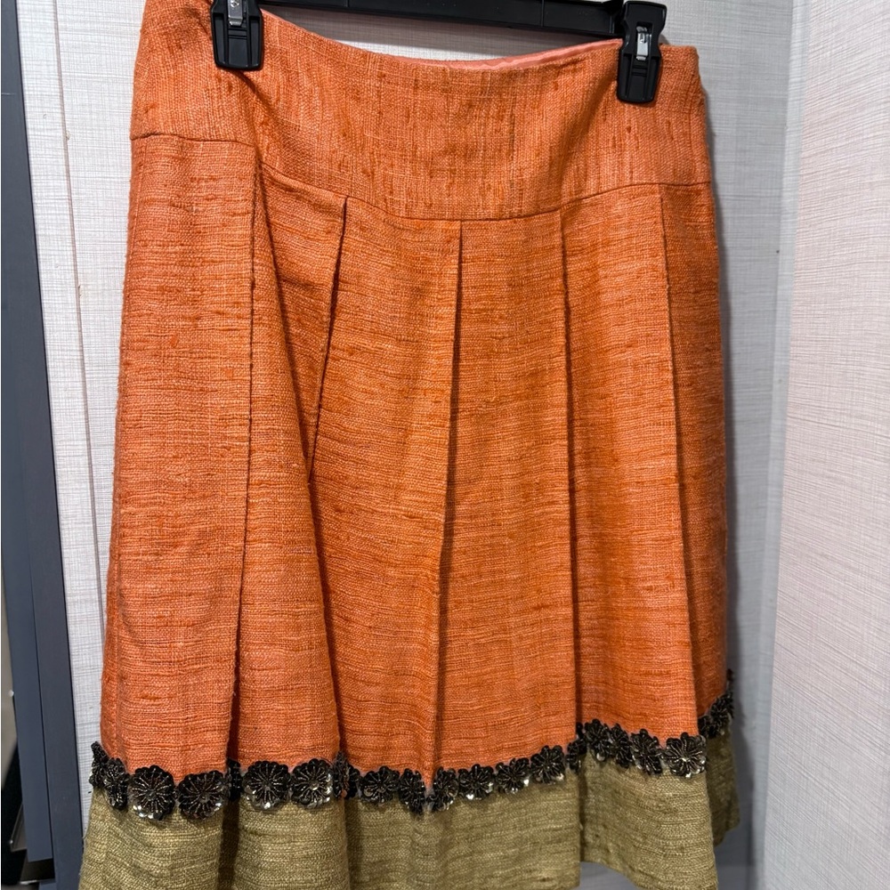 Trina Turk Orange A-Line Knee-Length Skirt
